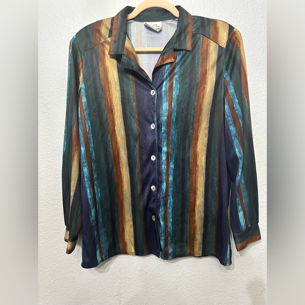 EUC Sz L Elegant Striped Women's Blouse